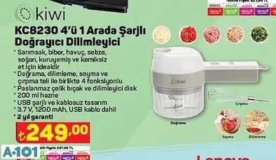 KİWİ ŞARJLI GIDA DOĞRAYICI KİWİ ŞARJLI GIDA DOĞRAYICI
